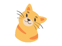 a cartoon illustration of a cat 's face looking up