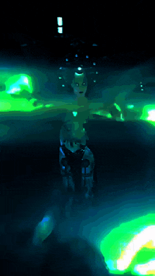 a painting of a person in a dark room