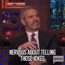 Nervous About Telling Those Jokes Andy Cohen GIF - Nervous About Telling Those Jokes Andy Cohen Watch What Happens Live GIFs