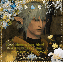 a greeting card that says good morning dear friend have a peaceful day