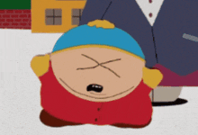 a cartoon character with an x on his face is laying in the snow