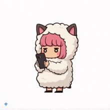 a cartoon of a girl dressed as a sheep