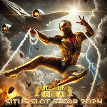 a poster for situs slot gacor 2024 with a superhero