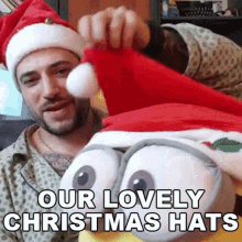 Our Lovely Christmas Hats Stan Yanevski GIF - Our Lovely Christmas Hats Stan Yanevski Cameo GIFs