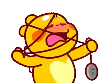 a cartoon of a yellow bear with a bandage on its face