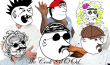 a group of cartoon faces with the words " we cook good " written below them