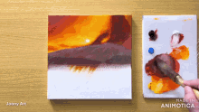 a painting of a sunset by joony art
