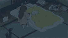 Anime Bed Sleep Animegirl Cat GIF