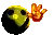 a pixel art of a smiley face with a fireball coming out of it .