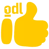 a yellow thumbs up with the word " odl " on it