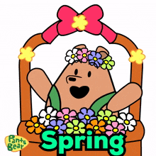 spring flowers spring pants bear spring time happy
