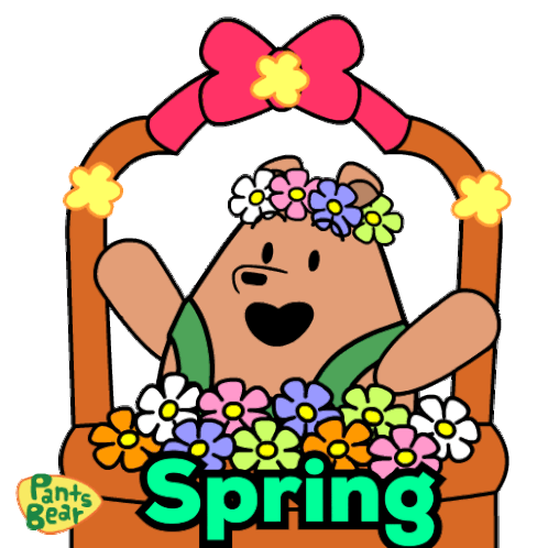Spring Flowers Pants Bear Sticker - Spring Flowers Spring Pants Bear Stickers