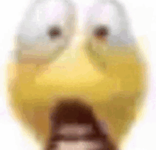a close up of a cartoon character 's face with a surprised look on it 's face .