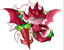a cartoon character with wings and a sword looks angry