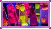 a picture of a collage of colorful images with a purple frame .