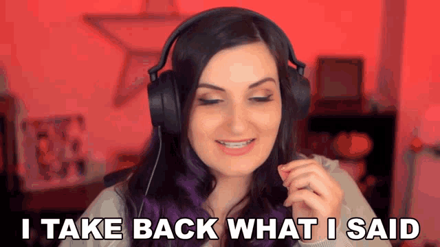 a woman wearing headphones with the words 
