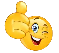 a smiley face is giving a thumbs up and winking