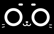 a black and white drawing of a cat 's face with the letters o and o on it