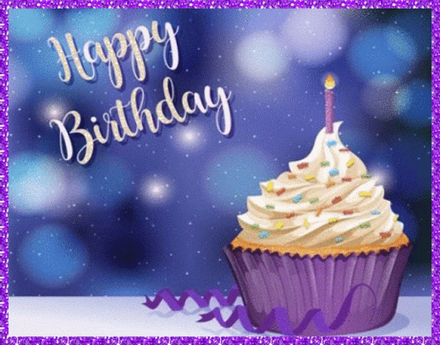 purple happy birthday cupcakes