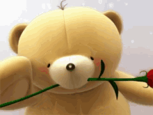 Teddy Berry With A Rose GIF - Teddybear Rose Animation GIFs