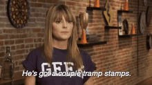 Tabletop - Formula D: Grace Helbig Talks About Tramp Stamps And Stamp Tramps GIF - Wil Wheaton Table Top Tramp Stamps GIFs