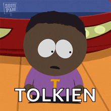 a cartoon character with the name tolkien written on it