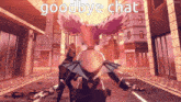 a cartoon character says goodbye chat while walking down a city street