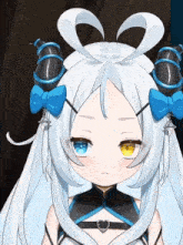 a cartoon character with white hair and blue eyes