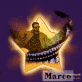 a picture of a man in a star with the name march