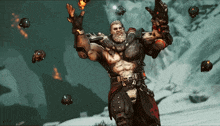 a man with a beard is holding a gun in his hand in a video game