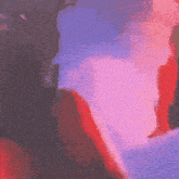 a painting of a person 's face with a purple background