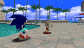 sonic the hedgehog and cream the rabbit are standing next to a pool