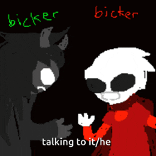 a cartoon of a man talking to another man with the words " talking to it / he "