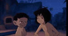 two cartoon characters are standing next to each other with their hands on their hips