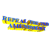 a sign that says repeal the 2nd amendment in blue and yellow