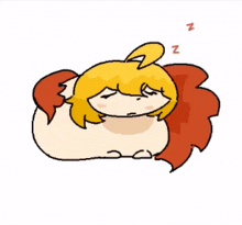a cartoon drawing of a person sleeping with a red letter z above them