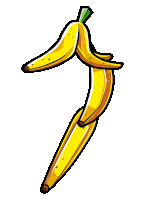 a cartoon drawing of a banana that has been peeled in half