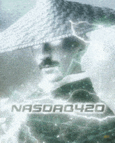 a poster for nasdaq420 with a man in a hat