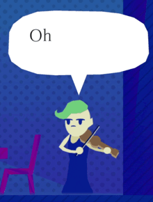 a cartoon of a man playing a violin with a speech bubble that says oh manny huh
