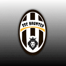 a black and white logo for ssc haunted with a lion