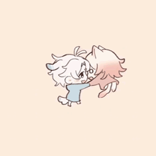 a drawing of a person holding another person 's hand .