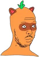 a cartoon drawing of a man 's face with a plant on top of his head