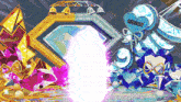 a colorful stage with a sign that says cheers