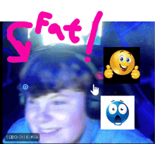 a picture of a boy with headphones and the words fat written on it