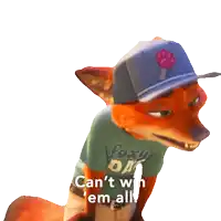 a cartoon fox wearing a shirt that says fossil day