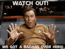 Watch Out, Captain Kirk! GIF - Star Trek Shocked Captain Kirk GIFs