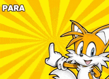 tails from sonic the hedgehog gives a thumbs up sign