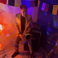 Playing Saxophone Pete GIF - Playing Saxophone Pete Melt Yourself Down GIFs