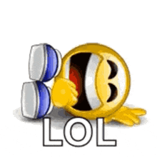 a smiley face with a pair of slippers next to it and the word lol .