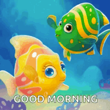 good morning fish cartoons bubbles underwater